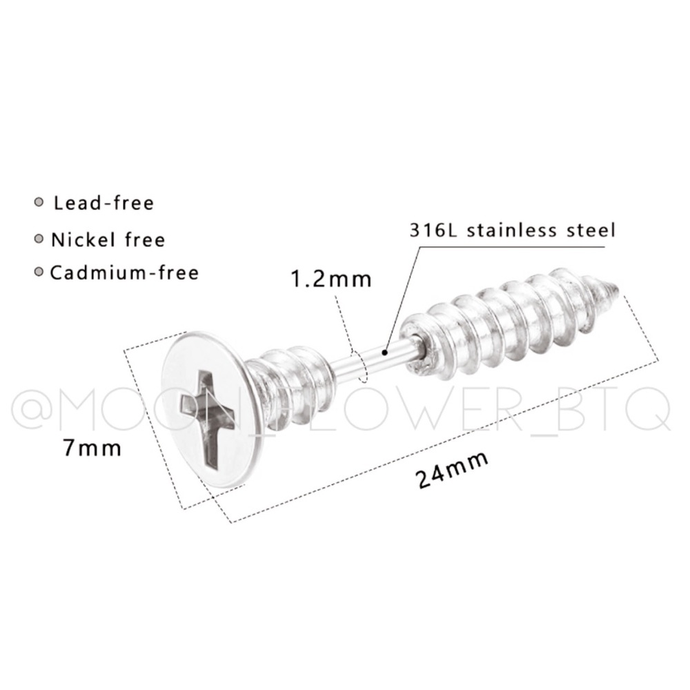 🟢SALE 2/$25🟢 Punk Goth Stainless Steel Screw Earrings - Picture 6 of 8